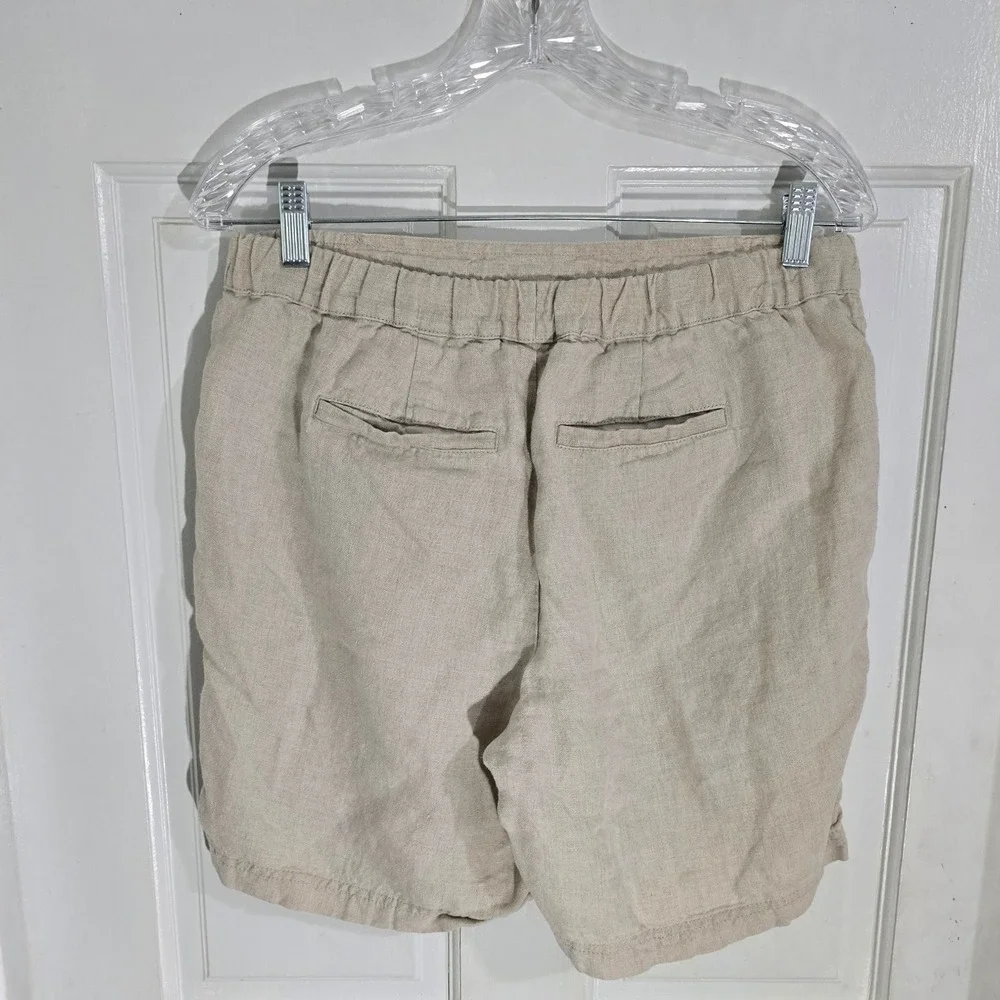 J.Jill Love Linen Shorts Womens Small Beige Oatmeal Drawstring Pull On 051291